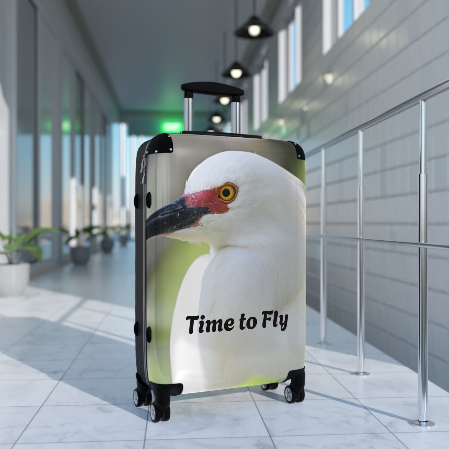 Stylish Suitcase for Travel Enthusiasts, Custom Luggage, Perfect Gift for Travelers, Time to Fly Design, Unique Travel Accessory