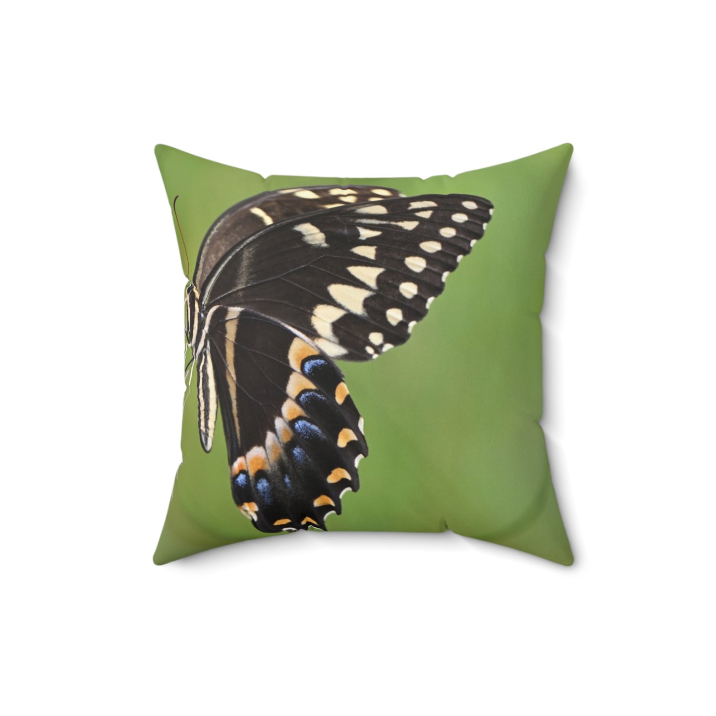 Nature-Inspired Square Pillow, Floral Decor, Butterfly Decorative Cushion, Garden-Themed Home Accent, Eco-Friendly Throw Pillow