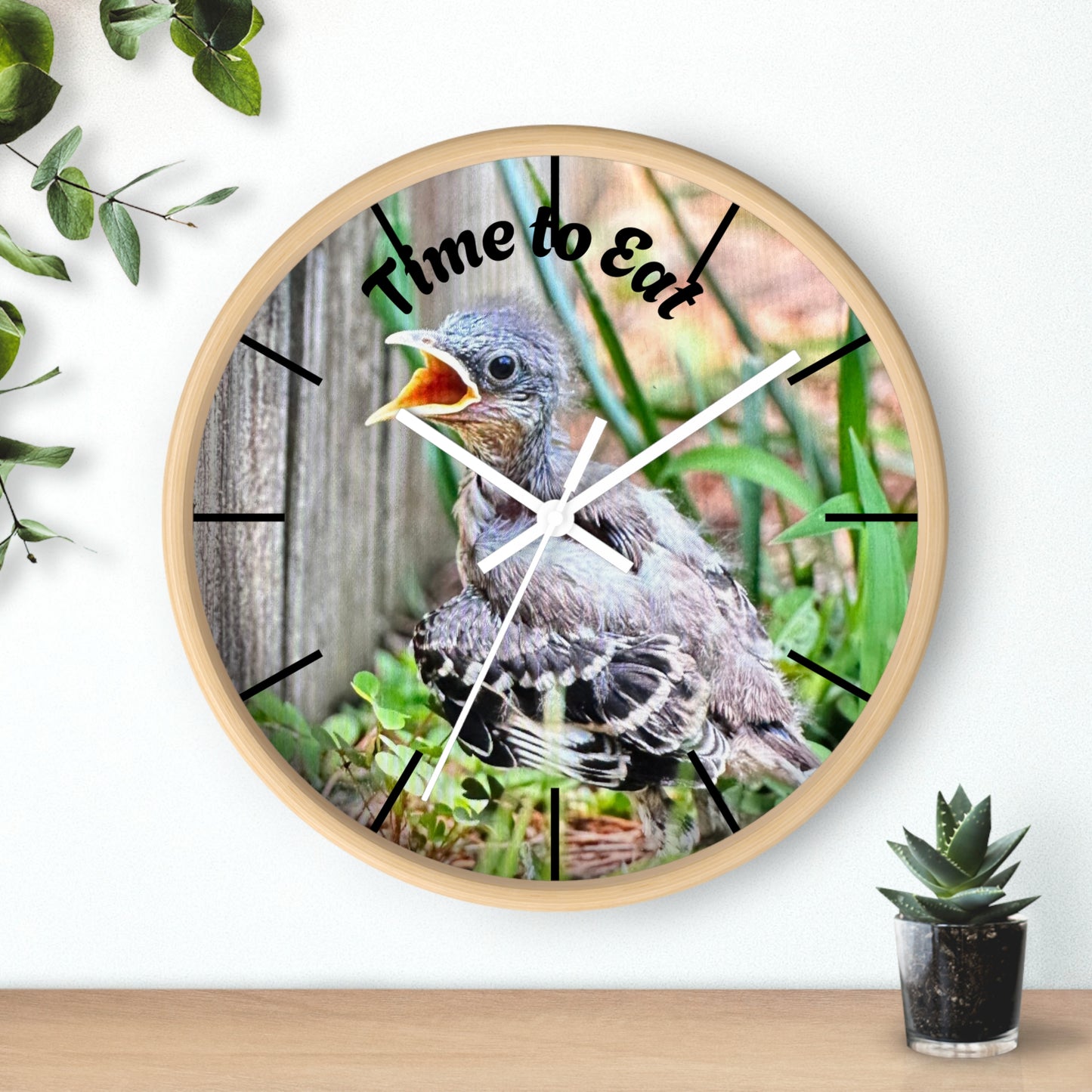 Nature-Inspired Wall Clock, Time to Eat Bird Clock, Home Decor for Bird Lovers, Gift for Nature Enthusiasts, Unique Wall Art