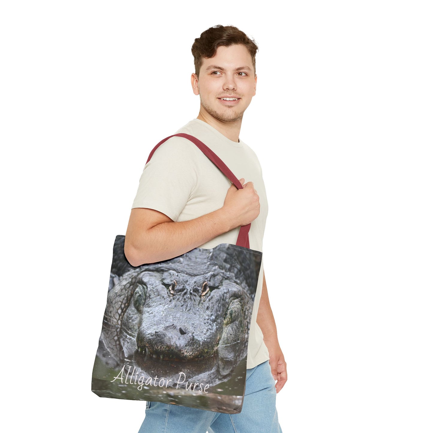 Alligator Print Tote Bag, Wildlife Lover Gift, Eco-Friendly Bag, Beach Tote, Animal Lovers' Accessory, Unique Alligator Purse