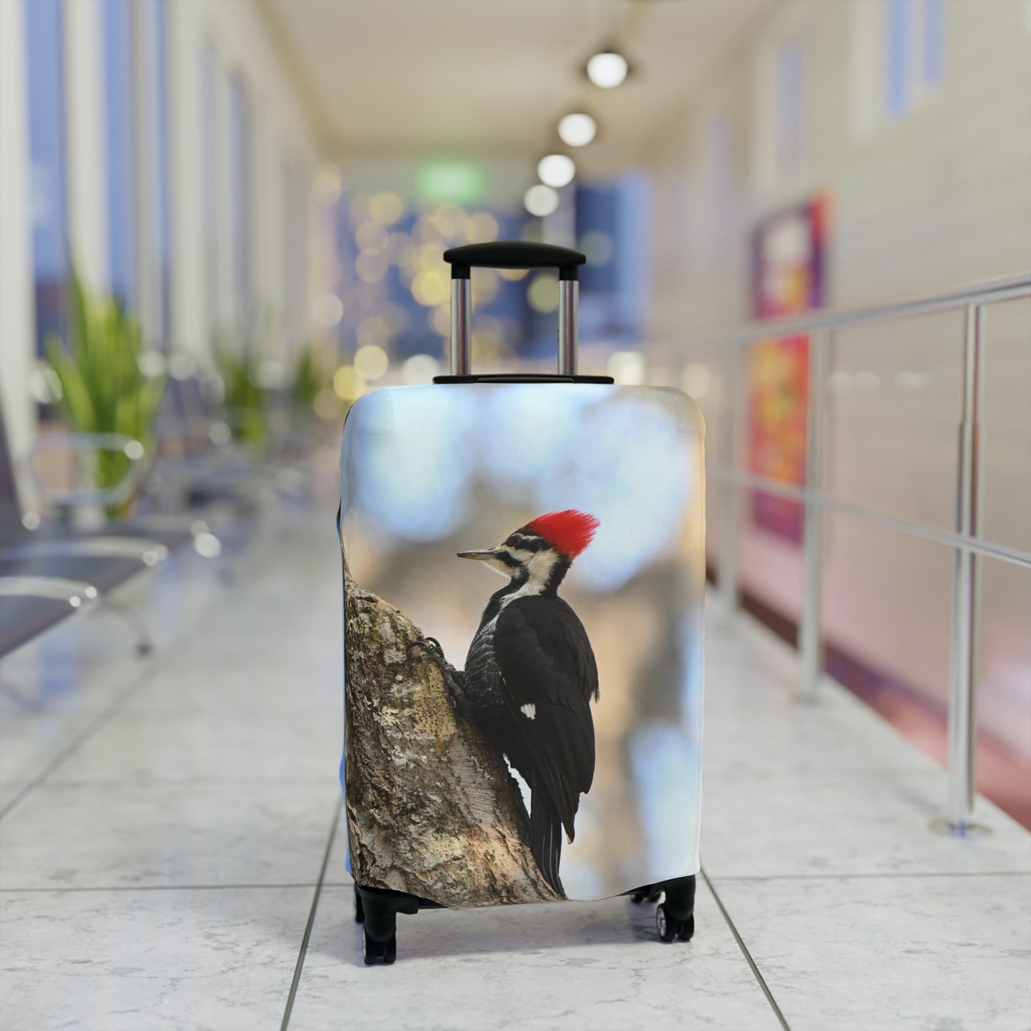 Pileated Woodpecker Luggage Cover — Wildlife Travel Suitcase Protector