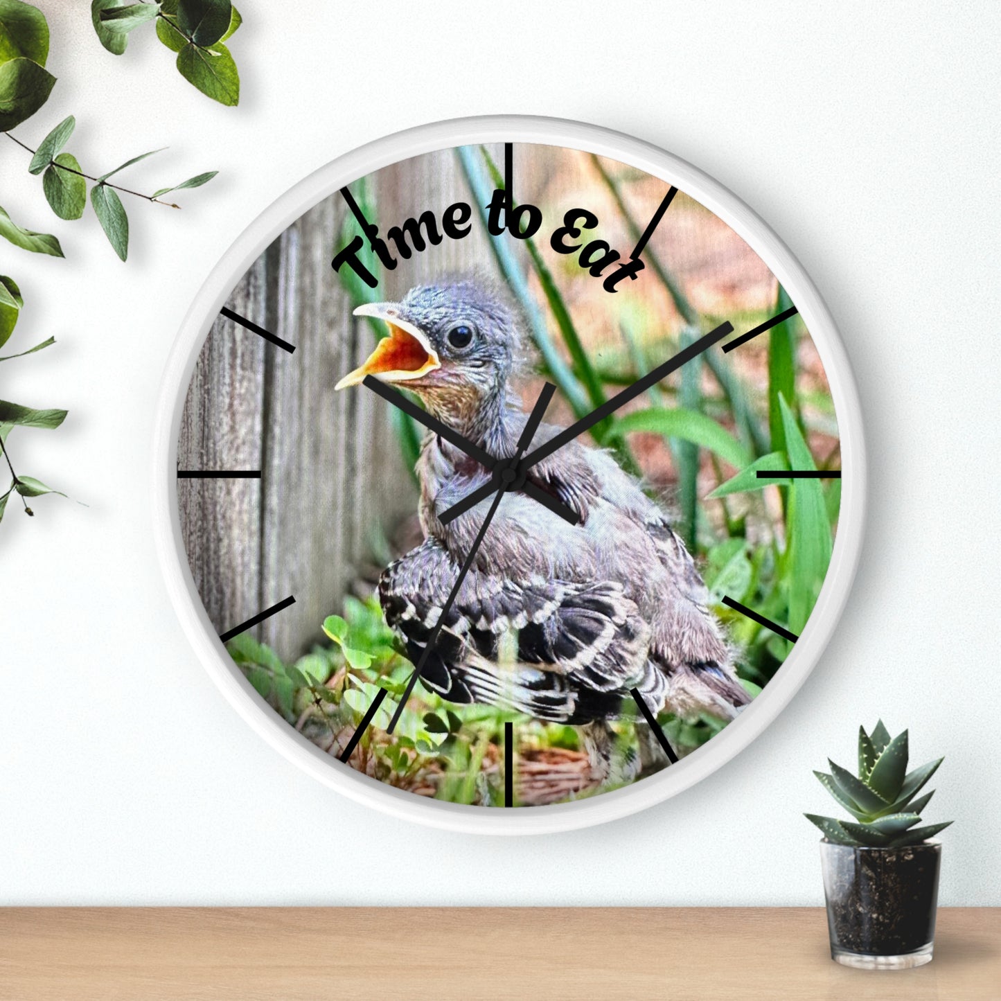 Nature-Inspired Wall Clock, Time to Eat Bird Clock, Home Decor for Bird Lovers, Gift for Nature Enthusiasts, Unique Wall Art
