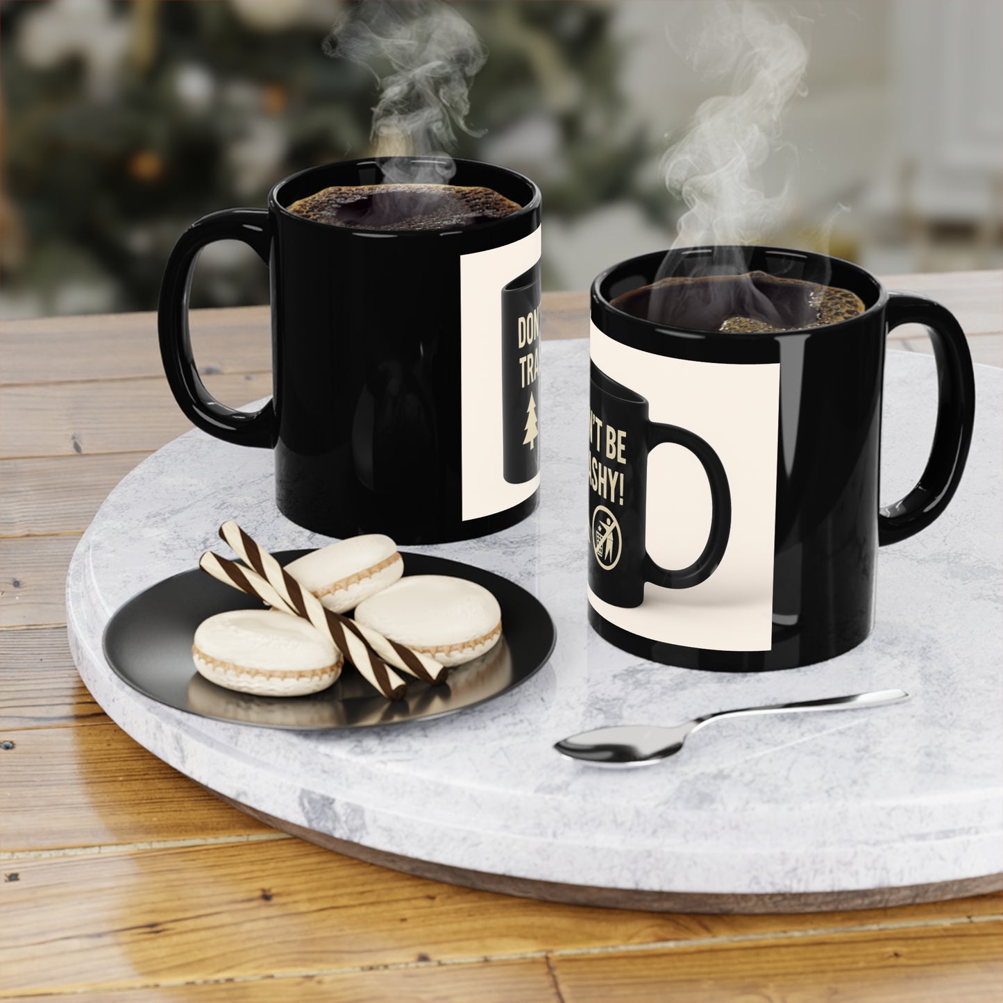 Funny Eco-Friendly Coffee Mug, Gift for Nature Lovers, Don't Be Trashy Mug, Black Mug for Home or Office, Green Living Gifts