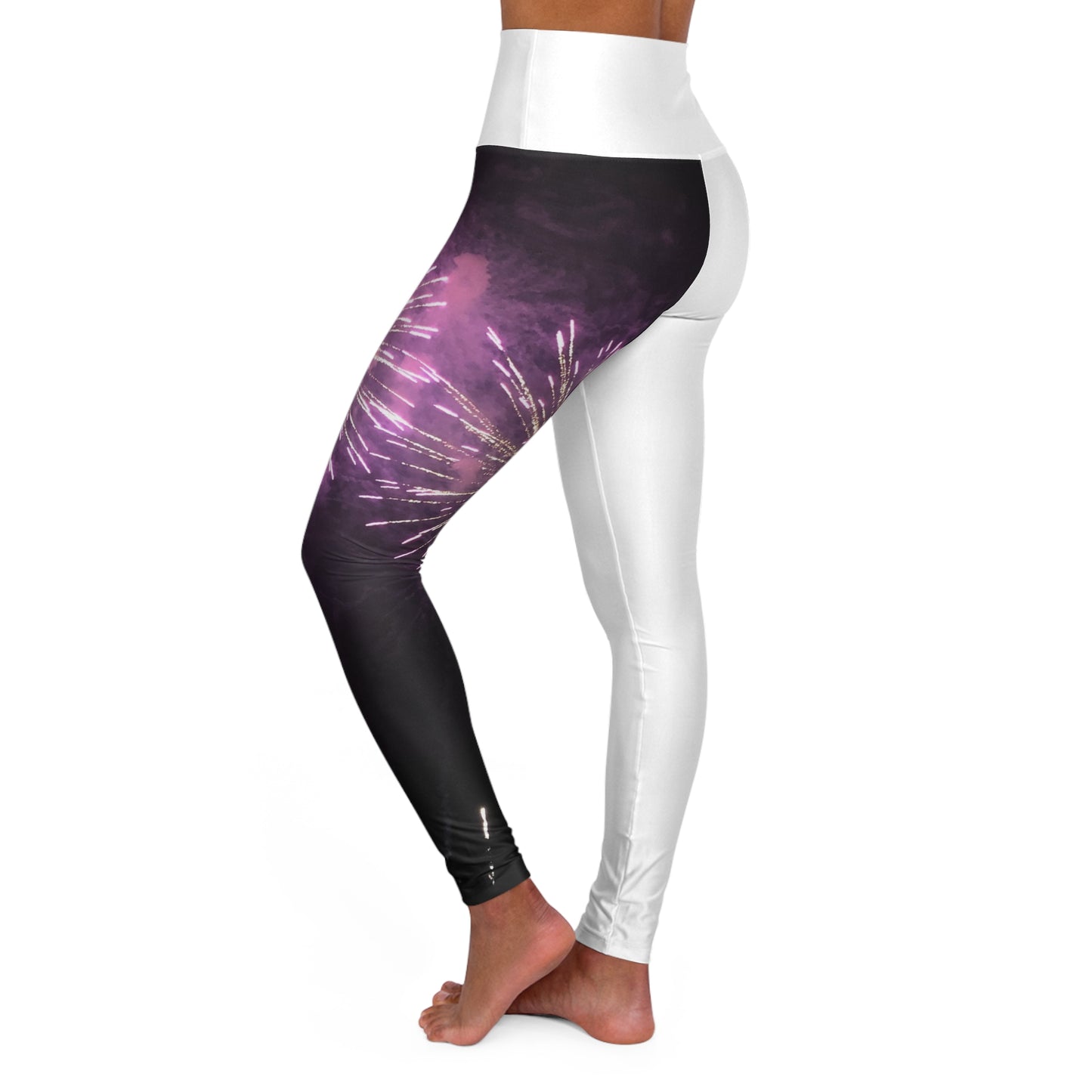 Firework Pattern High Waisted Yoga Leggings, Festival Workout Pants, Activewear, Fitness Leggings, Party Essentials