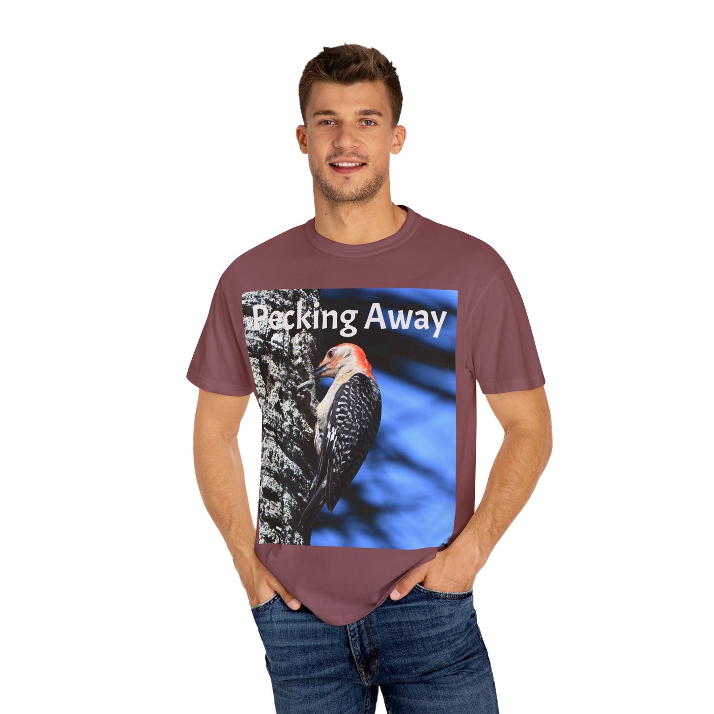 Nature Lover's Unisex T-Shirt - Eco-Friendly Tee with 'Pecking Away' Design, Gift for Birdwatchers, Nature Gifts, Casual Wear, [...]