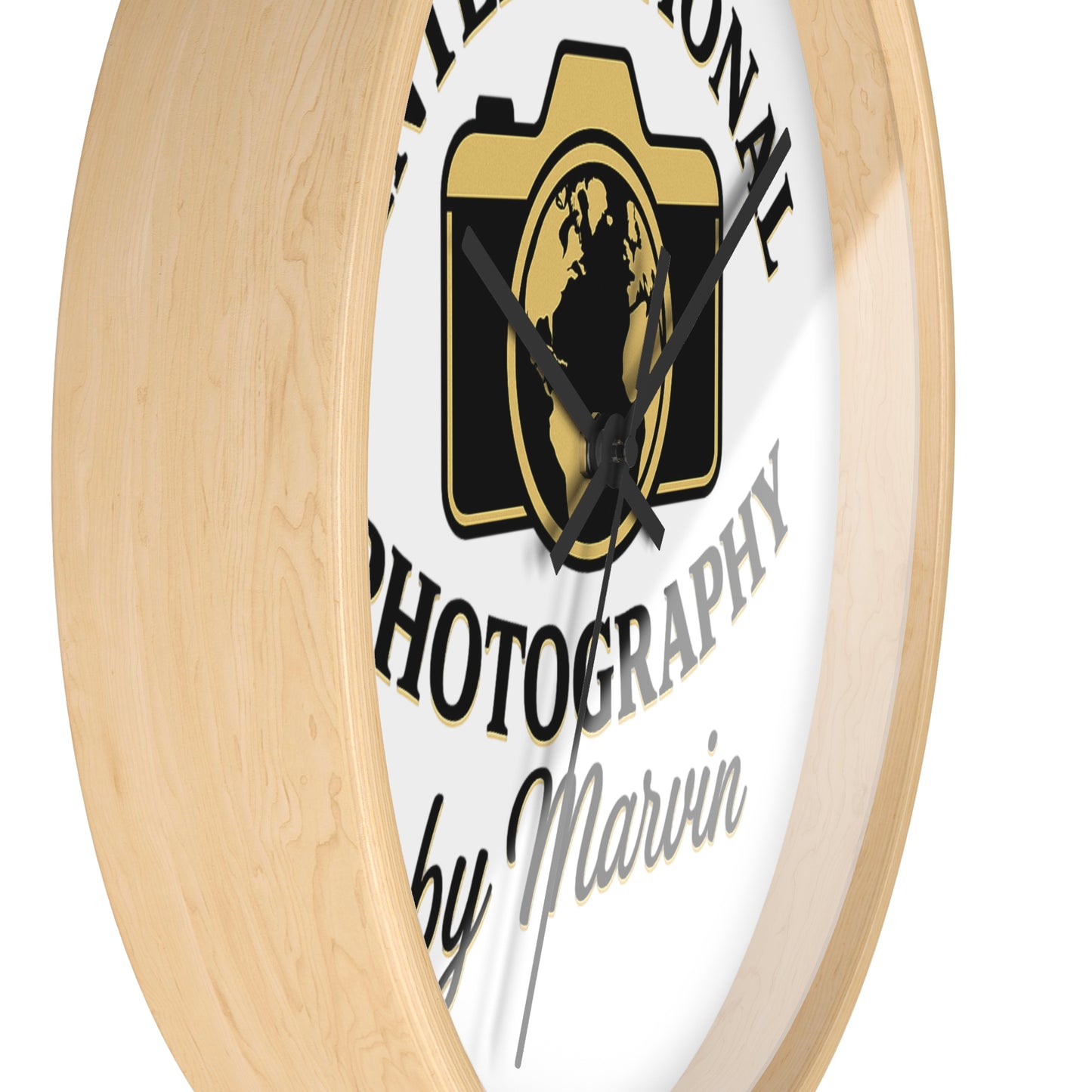 International Photography Wall Clock — "by Marvin" Personalized Photographer Gift