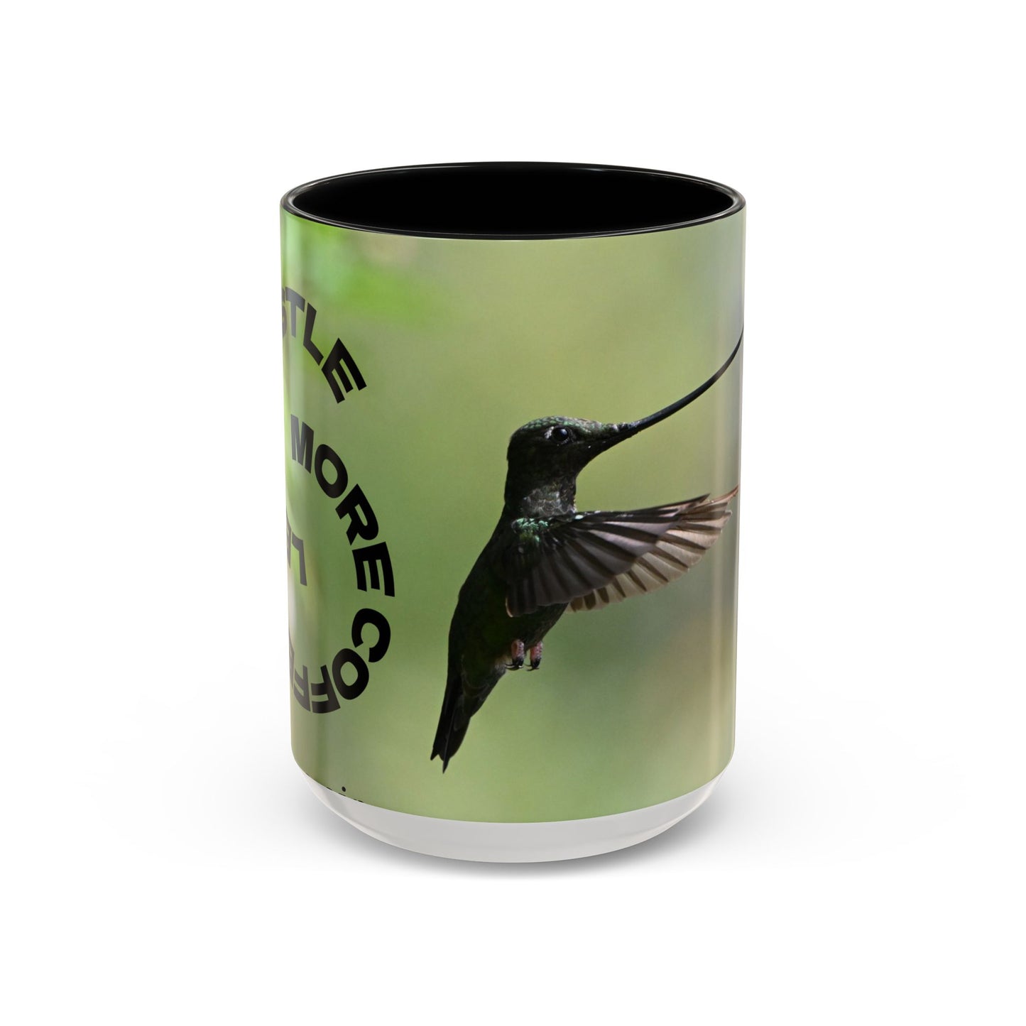 Hummingbird Accent Coffee Mug – 11/15oz Ceramic Mug with Black Interior & Handle
