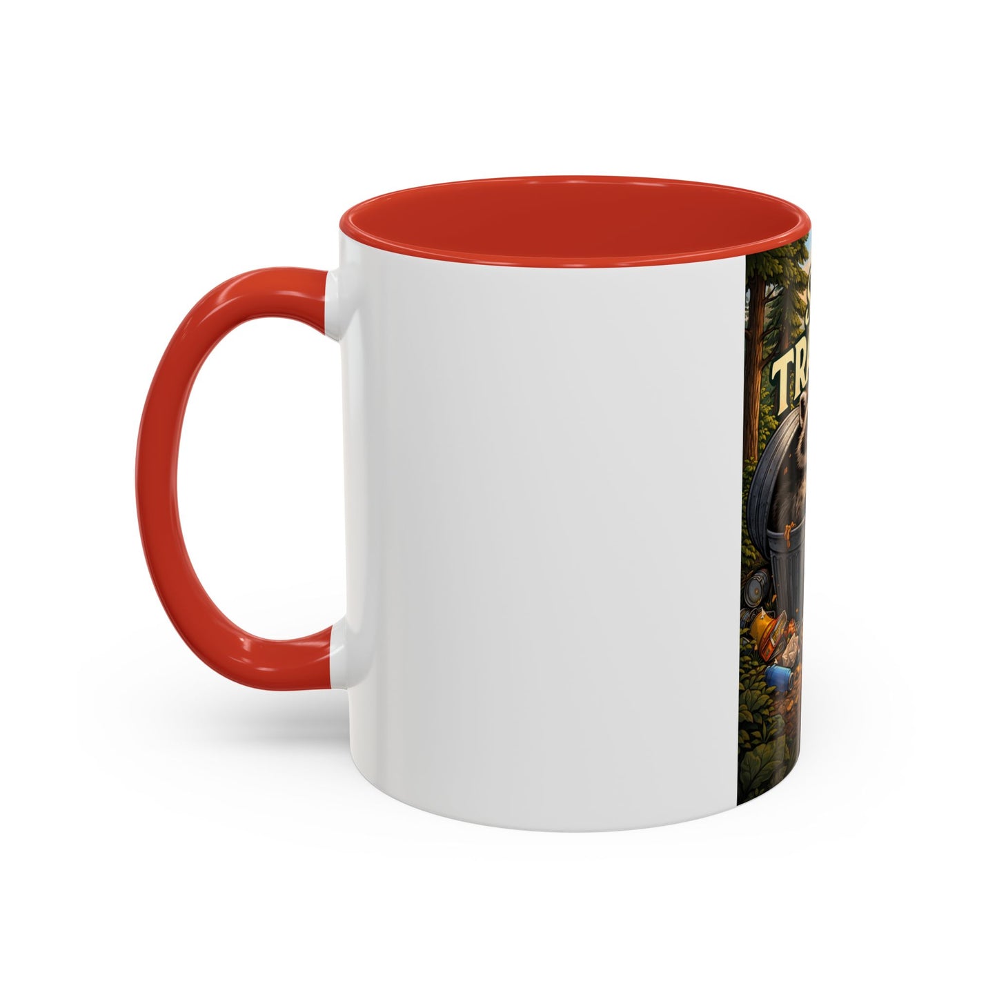 Stay Trashy Coffee Mug — Funny Raccoon Trash Can Design, Novelty Gift for Friends & Family
