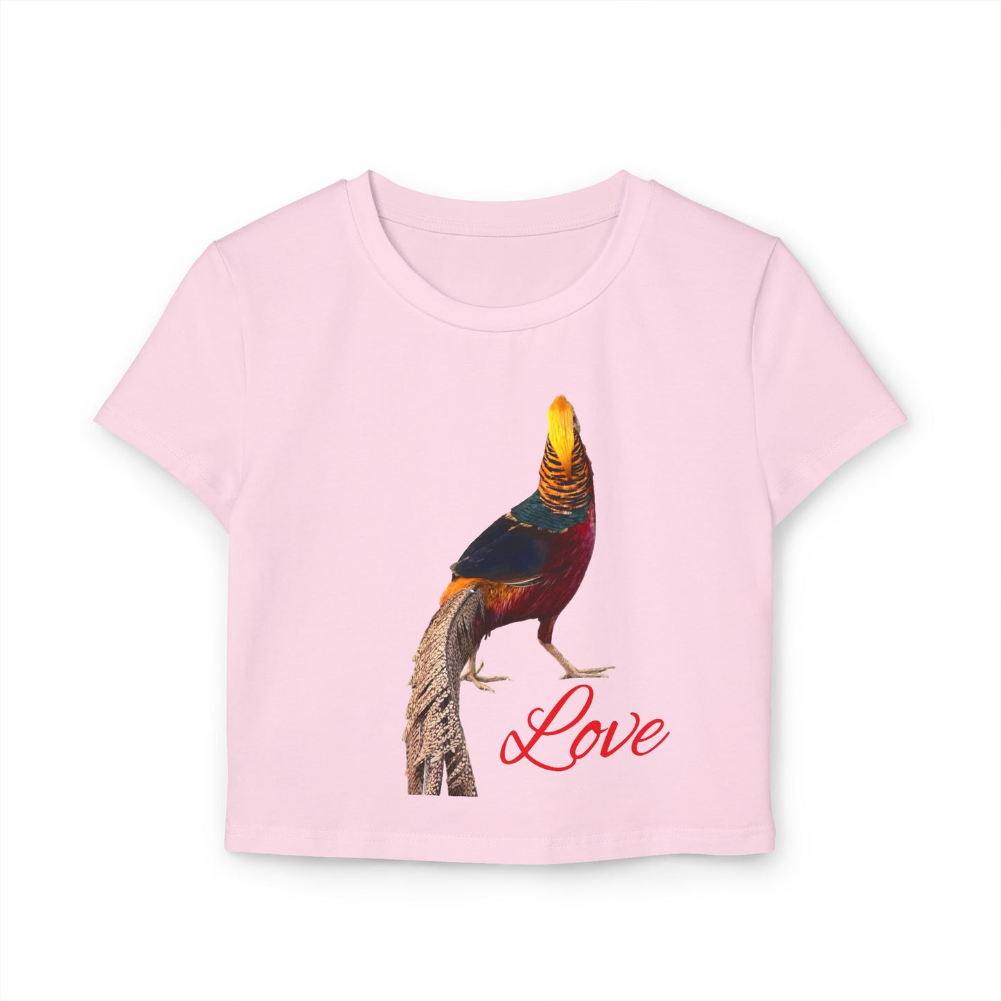 Colorful Love Bird Women's Baby Tee, Cute Summer Top, Stylish Casual Wear, Gift for Bird Lovers, Trendy Graphic Tee