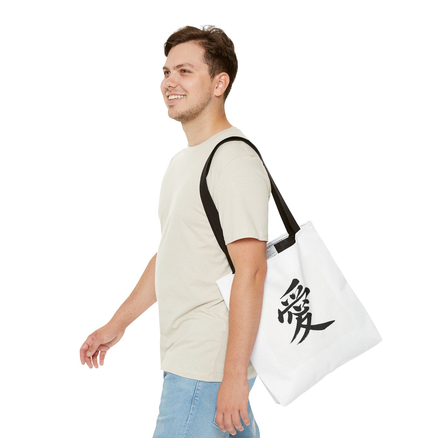 Anime Tote Bag with Love Symbol, Eco-Friendly Bag, Gift for Her, Stylish Shopping Bag, Unique Art Bag, Personalized Accessory