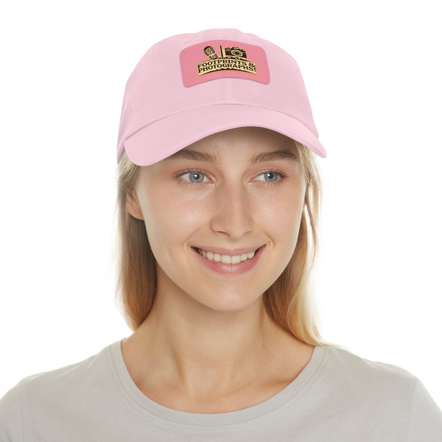 Leather Patch Dad Hat — "Footprints & Photographs" Outdoor Photographer Cap