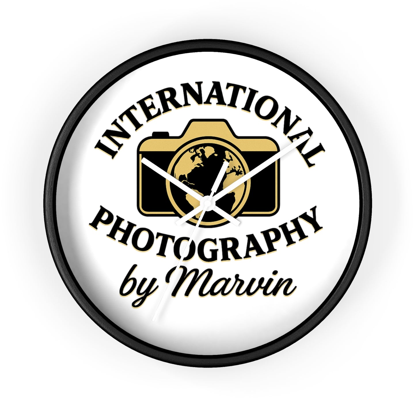 International Photography Wall Clock — "by Marvin" Personalized Photographer Gift
