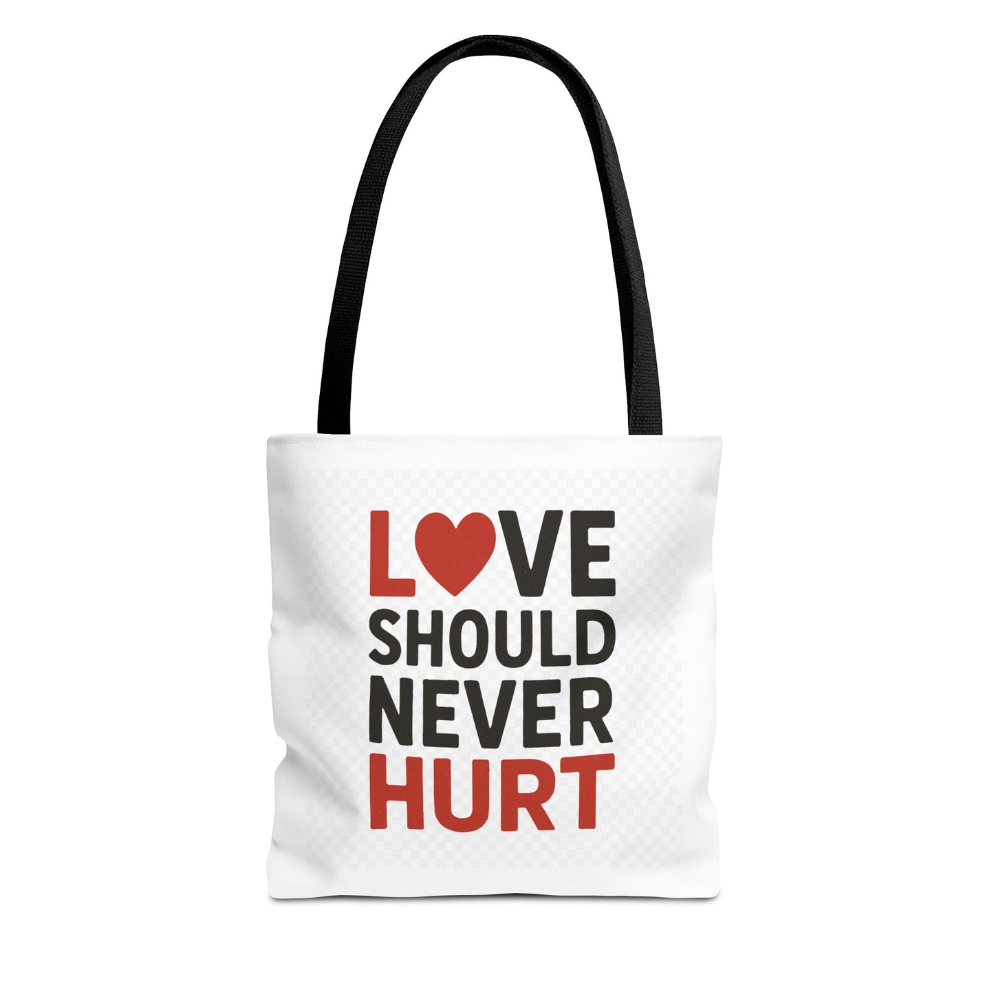 Love Should Never Hurt Tote Bag – Inspirational Gift for Awareness Events, Eco-Friendly Reusable Shopping Bag, Positive Affirmation Bag