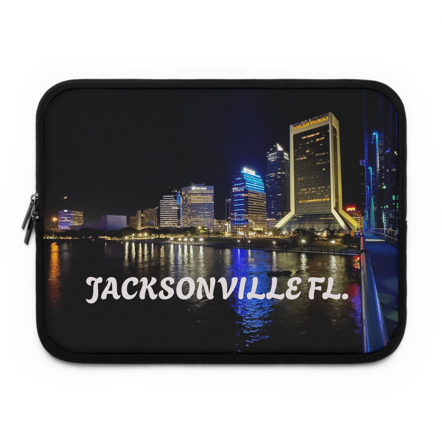 Jacksonville FL Laptop Sleeve, Urban City Design, Tech Accessory, Travel Gift, Customizable Tech Case