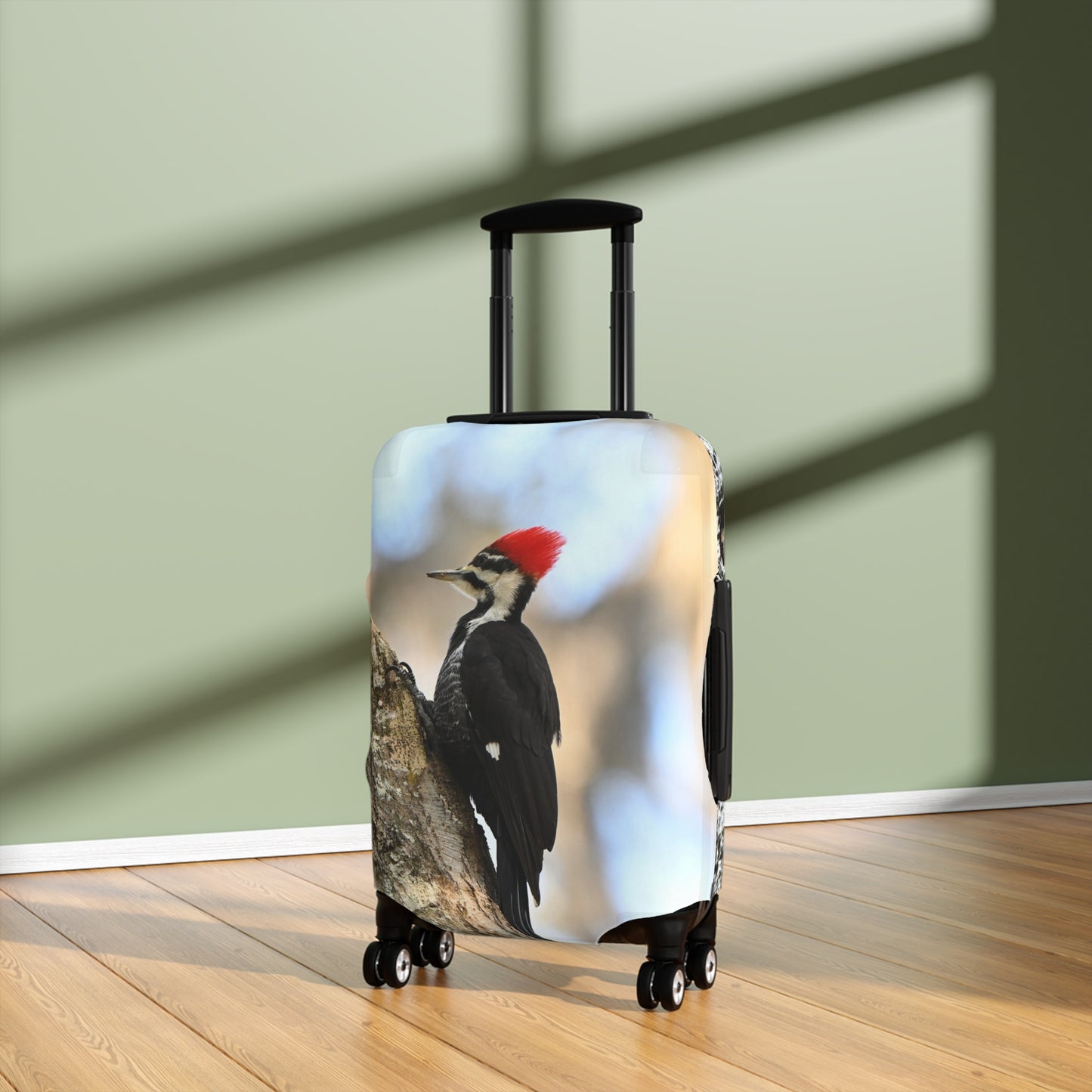 Pileated Woodpecker Luggage Cover — Wildlife Travel Suitcase Protector