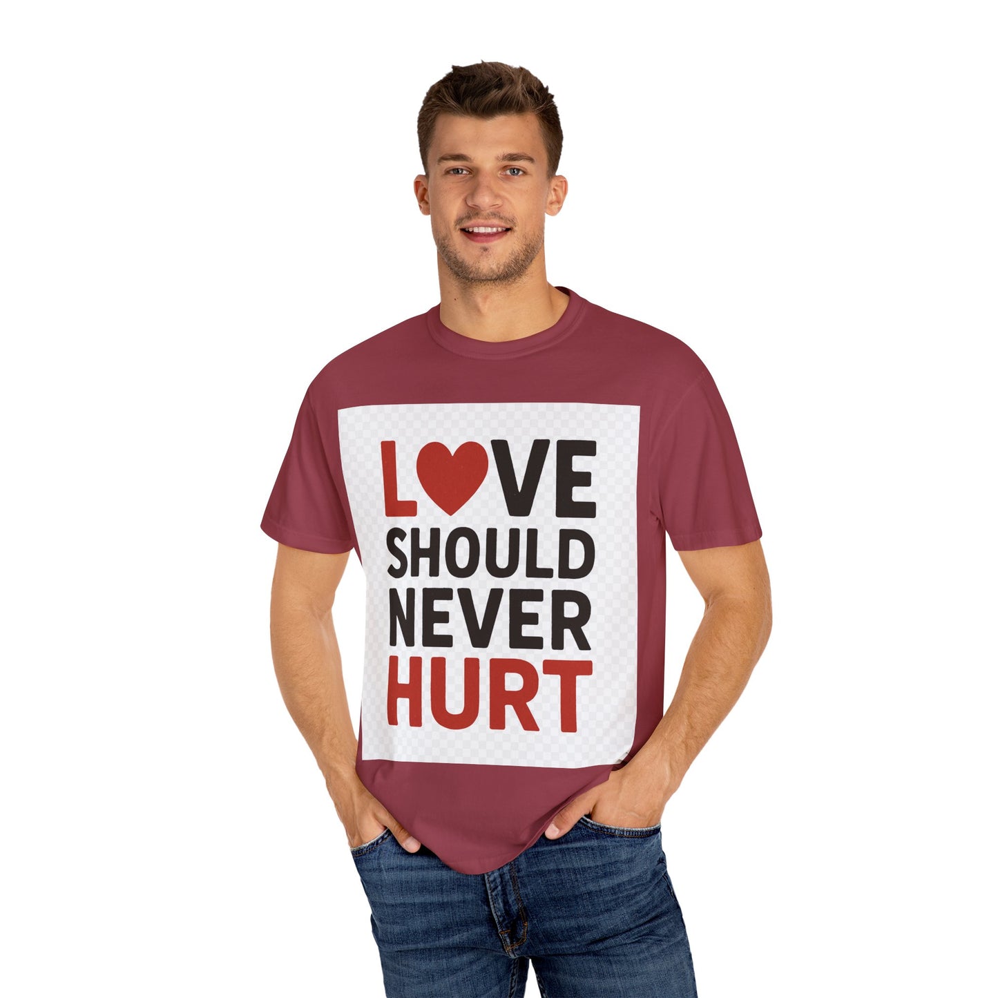 Love Should Never Hurt Unisex T-Shirt, Empowerment Tee, Gift for Couples, Awareness Shirt, Casual Comfort Wear