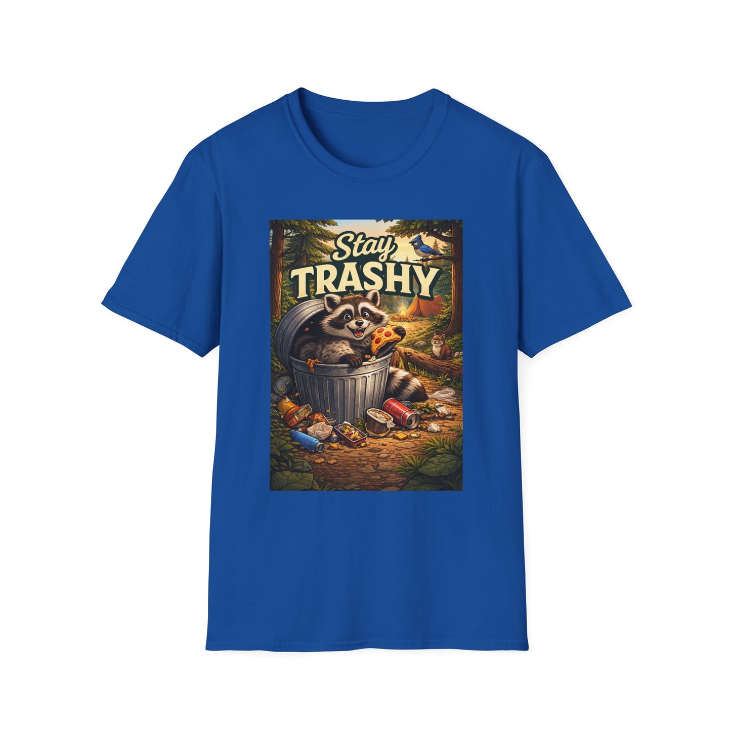 Stay Trashy Raccoon T-Shirt — Funny Garbage Bandit Graphic Tee
