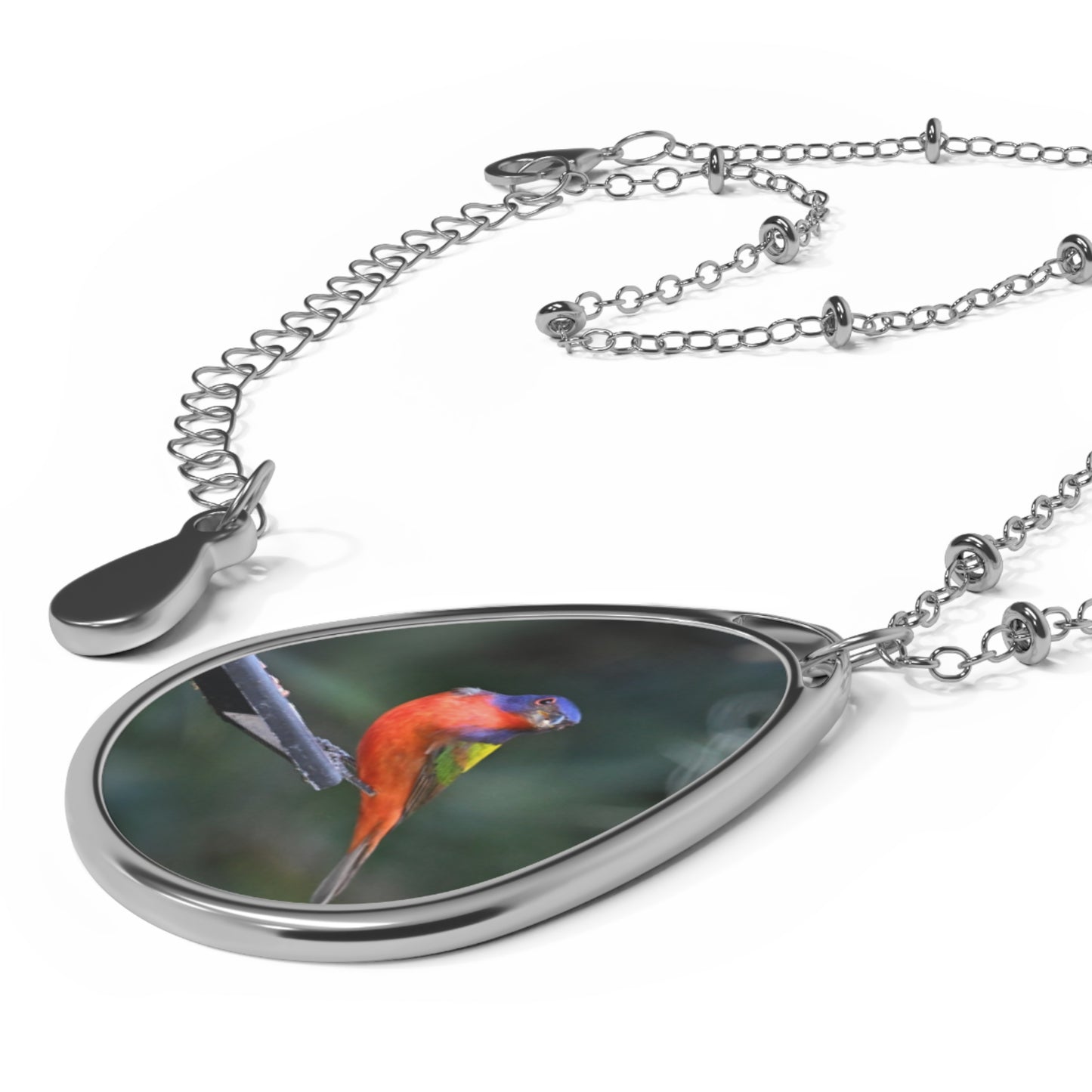 Colorful Bird Oval Necklace - Nature Jewelry, Bird Lover Gift, Pendant Necklace for Her, Boho Style Accessory, Gift for Bird Enthusiasts