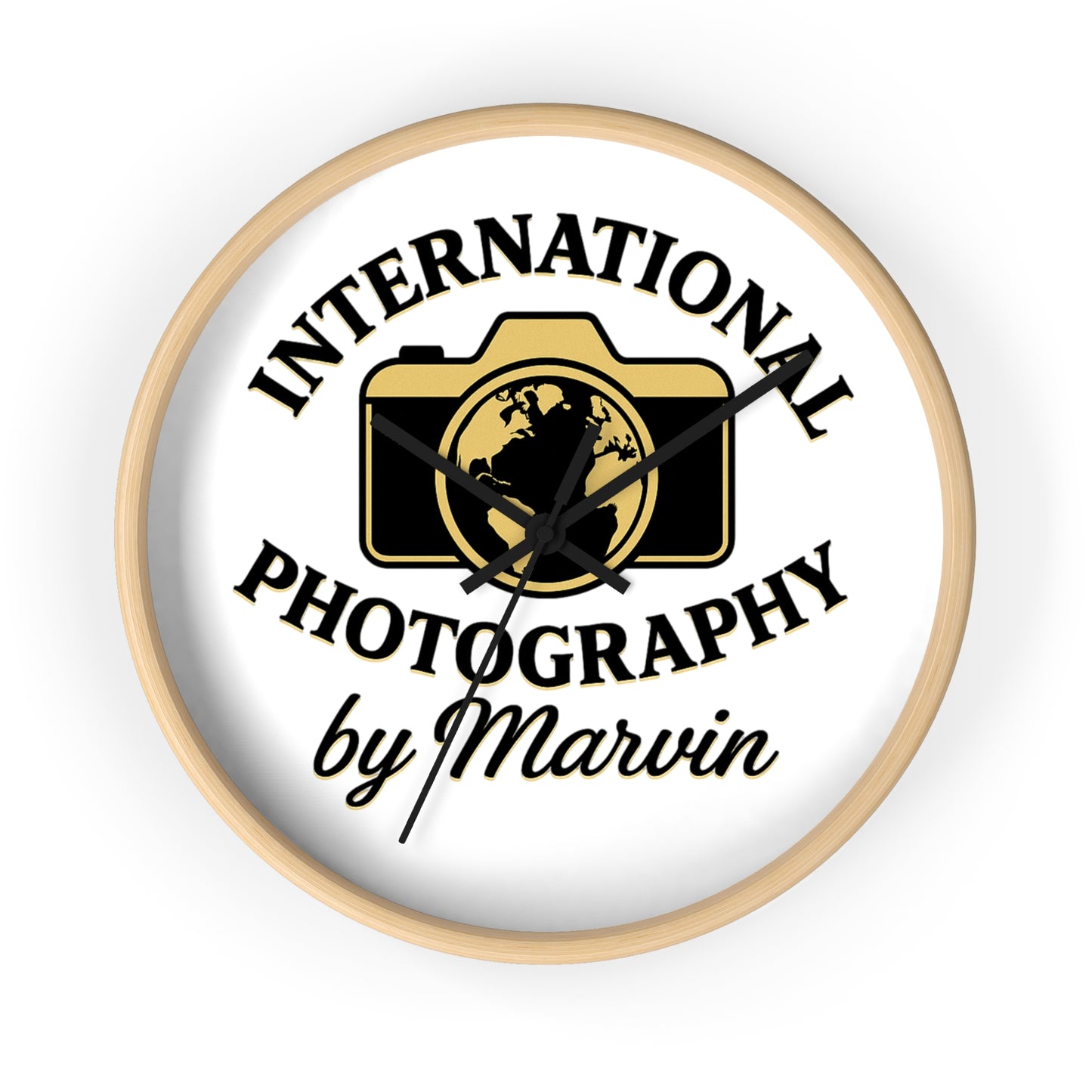 International Photography Wall Clock — "by Marvin" Personalized Photographer Gift