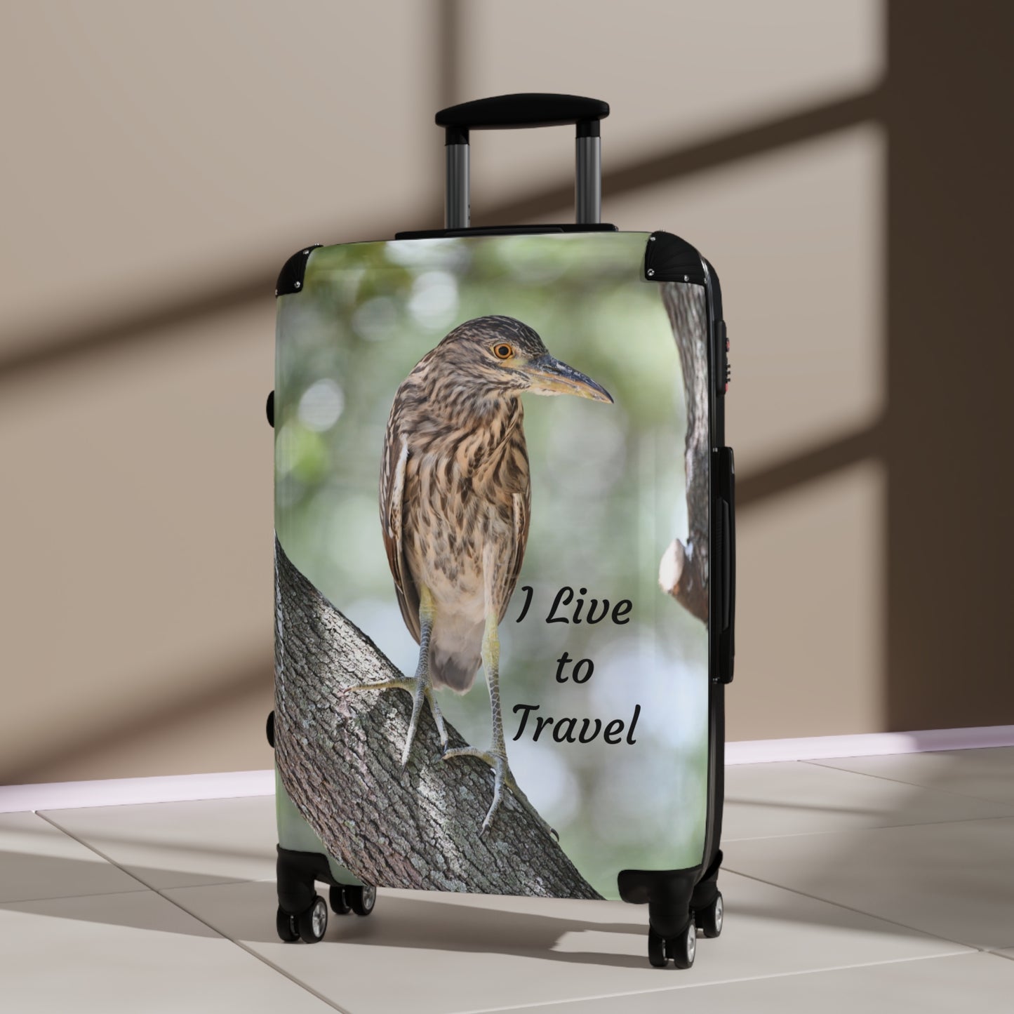 Travel Suitcase - I Live to Travel, Luggage for Adventurers, Travel Gift, Vacation Bag, Holiday Packing, Unique Travel Case