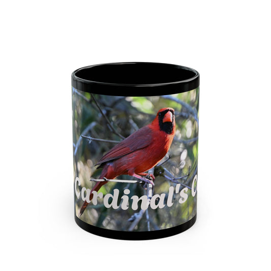 Cardinal's Cove Black Mug - Nature Lover's Coffee Cup, Birdwatching Gift, Home Decor, Eco-Friendly Drinkware, Birdwatcher Mug