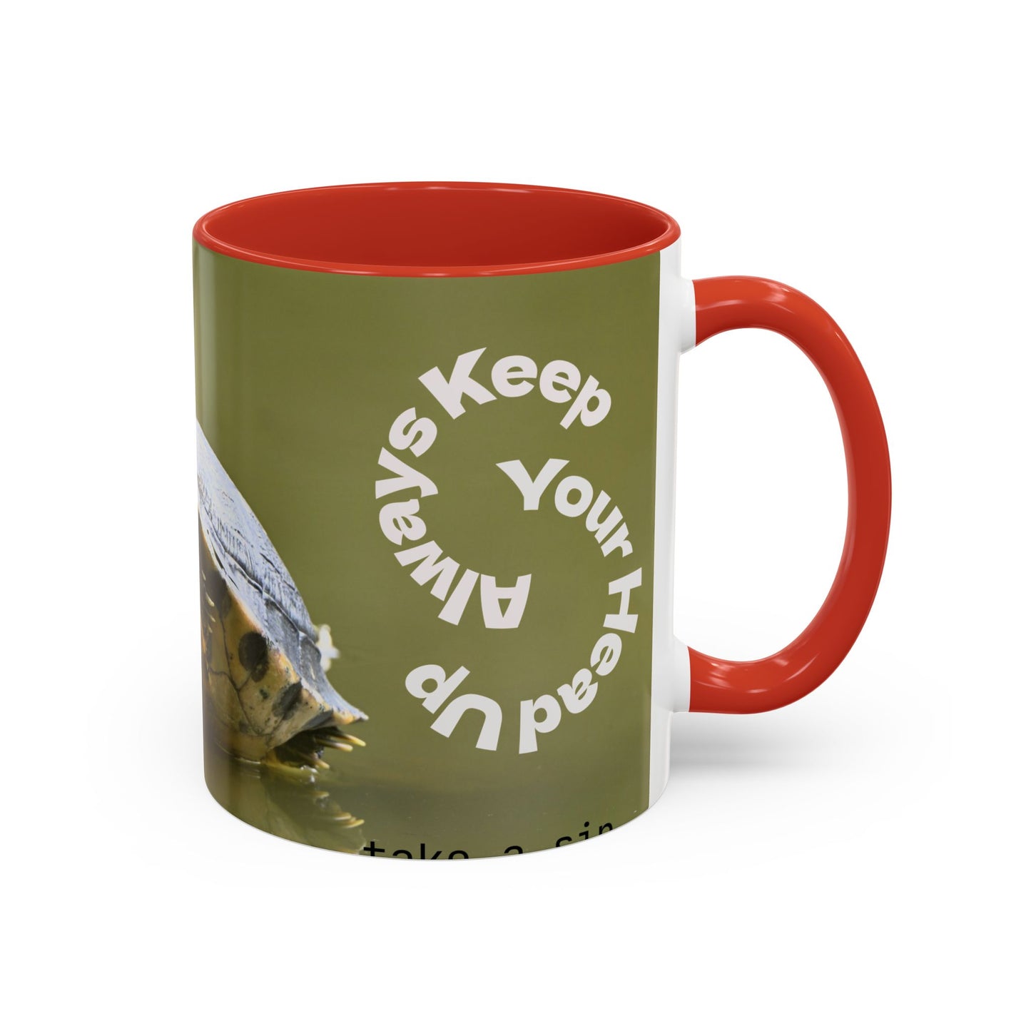 Turtle Coffee Mug — "Always Keep Your Head Up" Inspirational Accent Mug (11/15 oz)