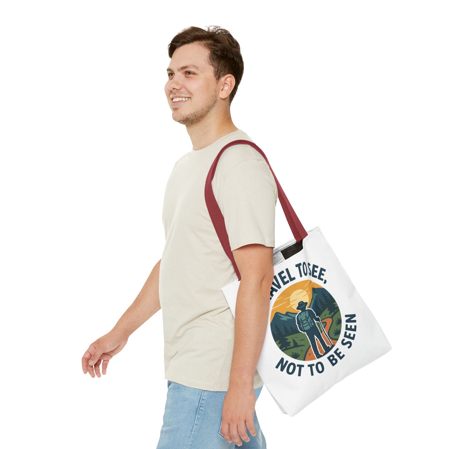 Adventurous Travel Tote Bag - 'I Travel to See, Not to Be Seen' - Ideal for Hiking, Camping, Road Trips, Gifts for Outdoor Lovers