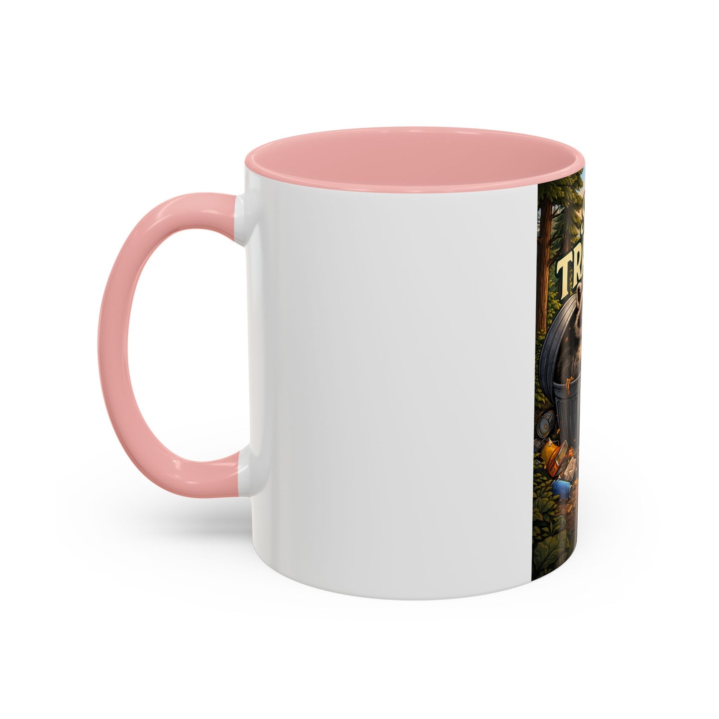 Stay Trashy Coffee Mug — Funny Raccoon Trash Can Design, Novelty Gift for Friends & Family