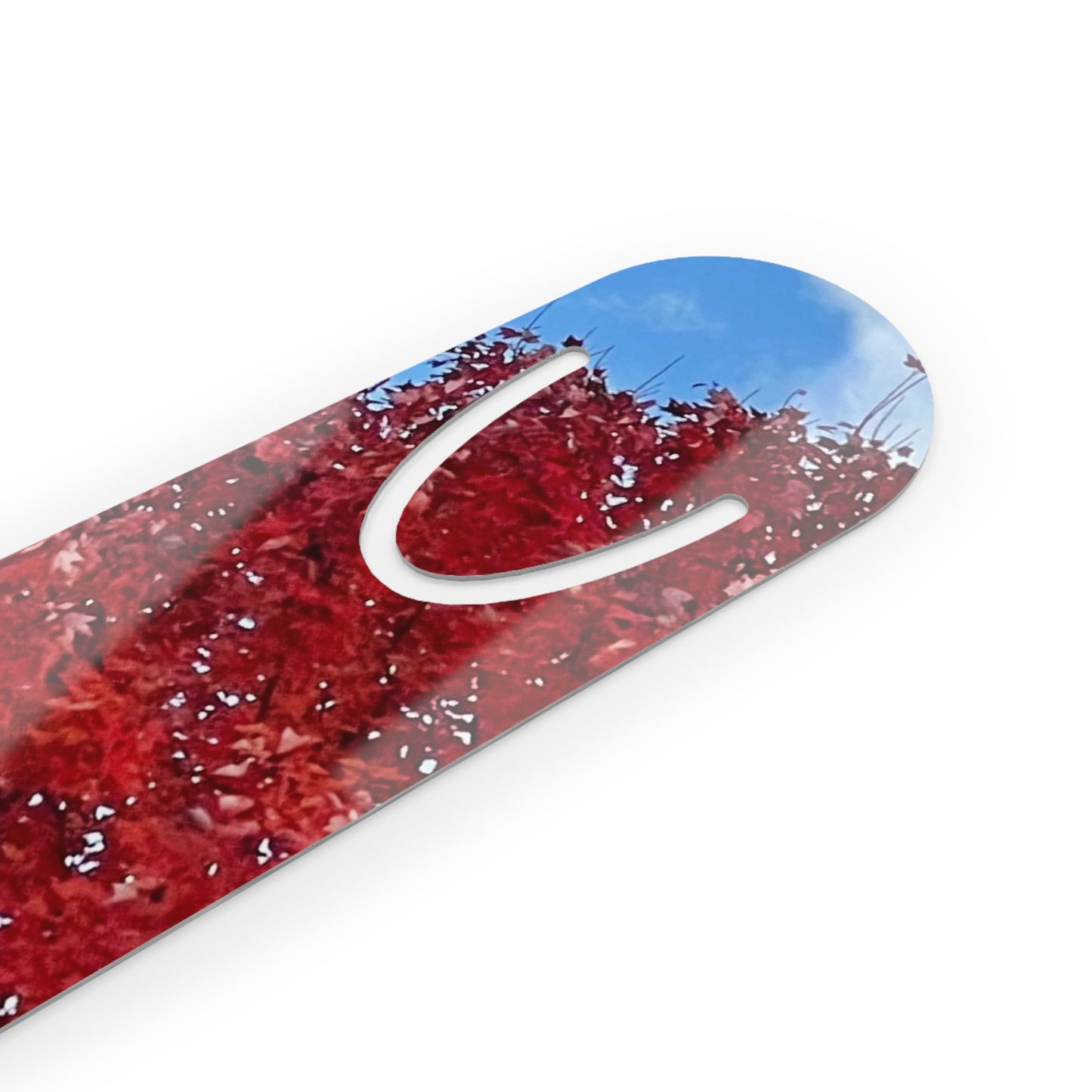 Autumn Red Maple Metal Bookmark — Scenic Fall Leaves Bookmark