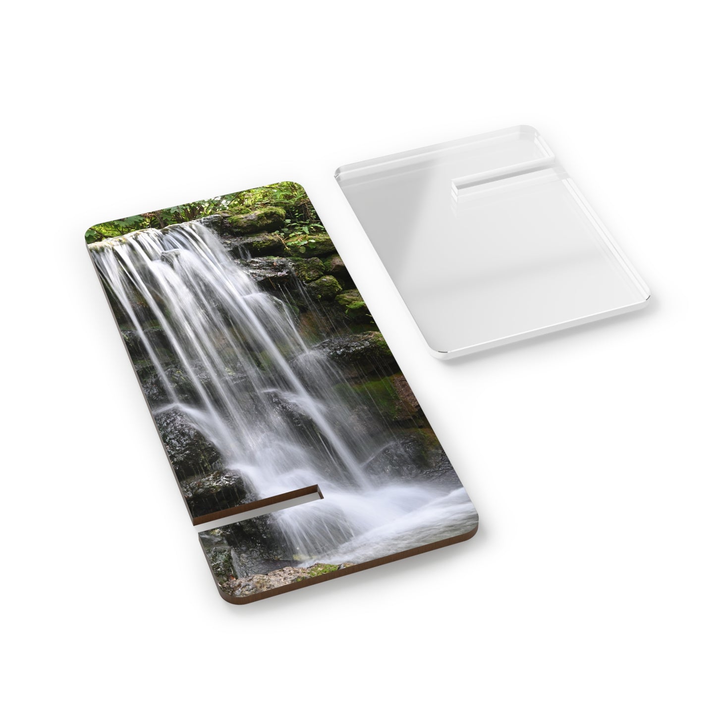 Waterfall Phone Stand — Scenic Acrylic Mobile Display Stand for Smartphones