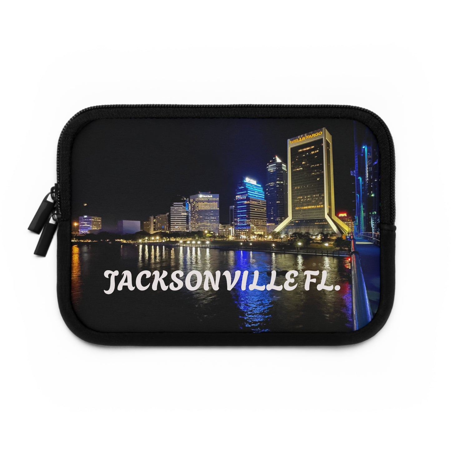 Jacksonville FL Laptop Sleeve, Urban City Design, Tech Accessory, Travel Gift, Customizable Tech Case