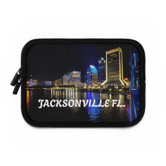 Jacksonville FL Laptop Sleeve, Urban City Design, Tech Accessory, Travel Gift, Customizable Tech Case