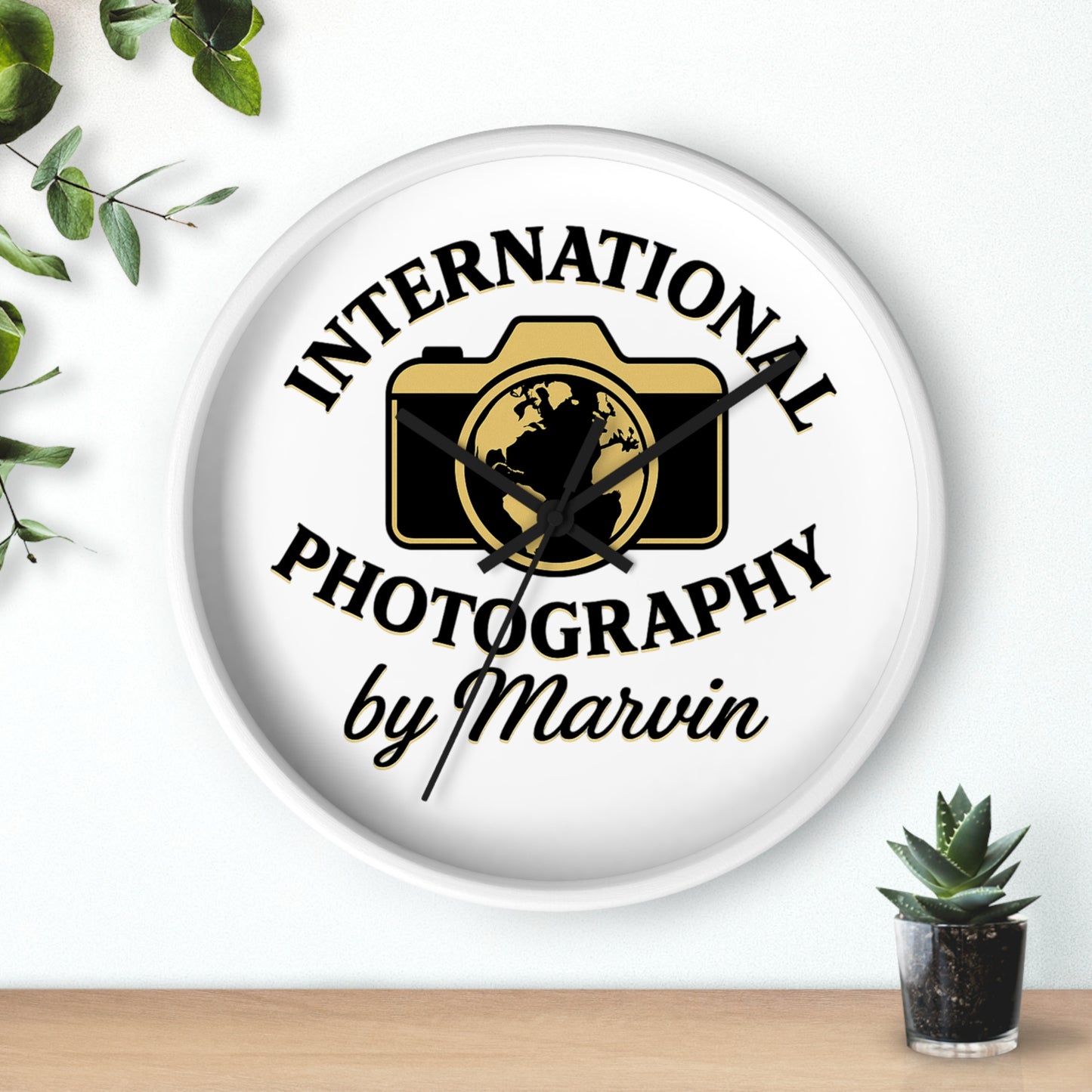 International Photography Wall Clock — "by Marvin" Personalized Photographer Gift
