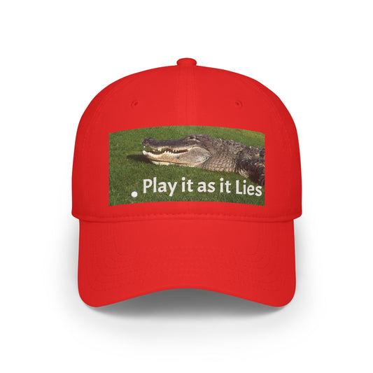 Play it as it Lies Baseball Cap, Casual Headwear for Golfers, Funny Golf Gift, Outdoor Sports Cap, Adjustable Red Cap