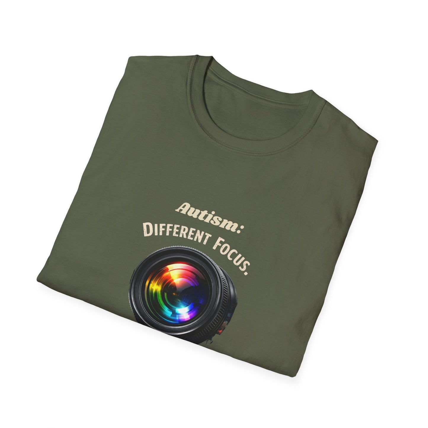 Autism: Different Focus Same World T-Shirt — Camera Lens Awareness Tee