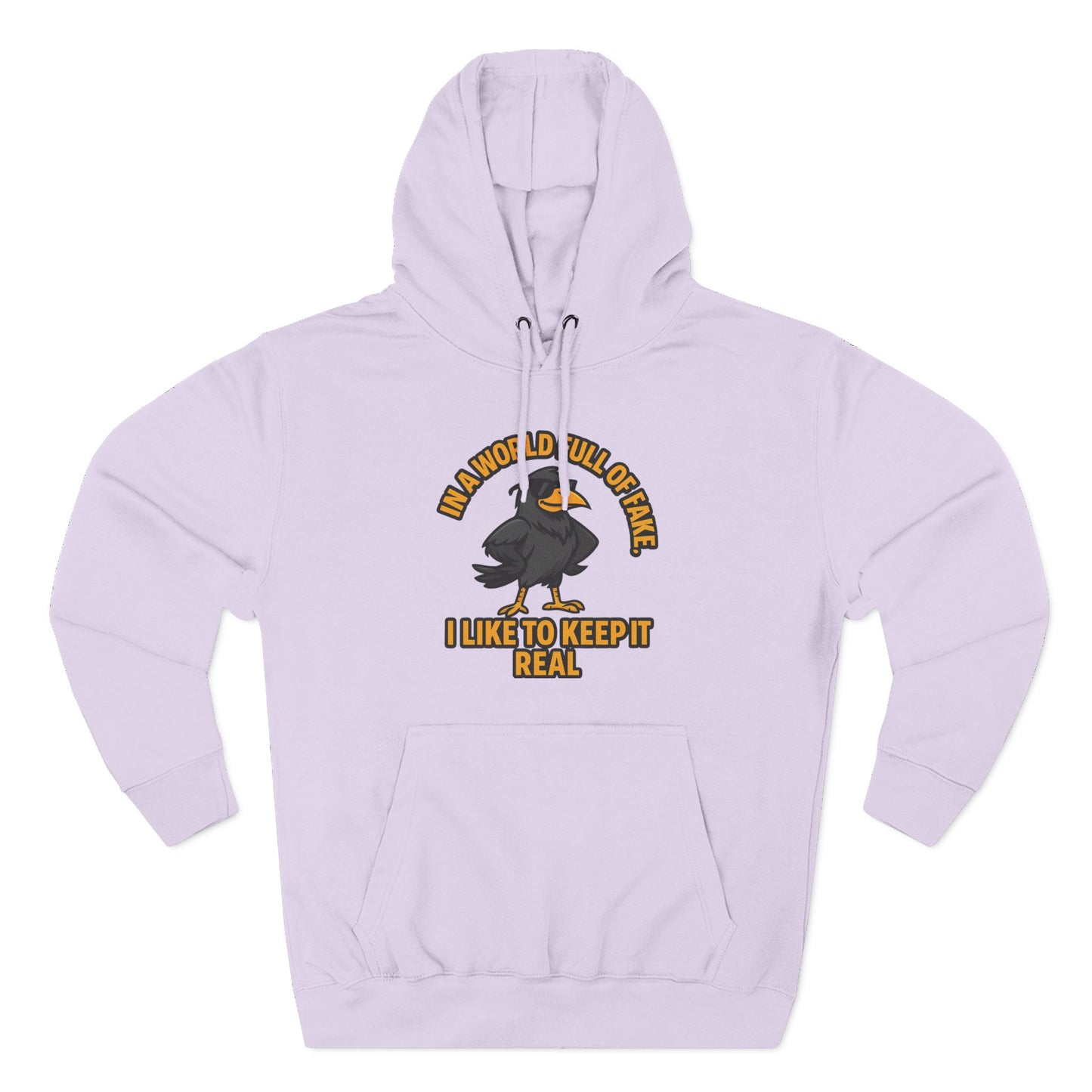 Three-Panel Hoodie — Funny Ostrich "I Like to Keep It Real" Graphic
