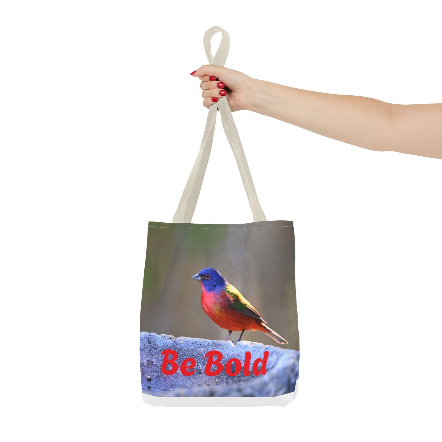 Colorful Bird Be Bold Tote Bag, Eco-Friendly Art Tote, Nature Lover Gift, Inspirational Quote Bag, Everyday Carry-All