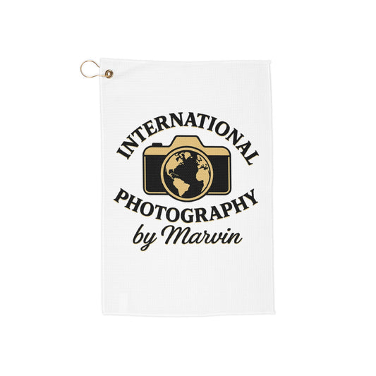 Golf Towel - "International Photography by Marvin" Logo Microfiber Golf Towel with Grommet Ring