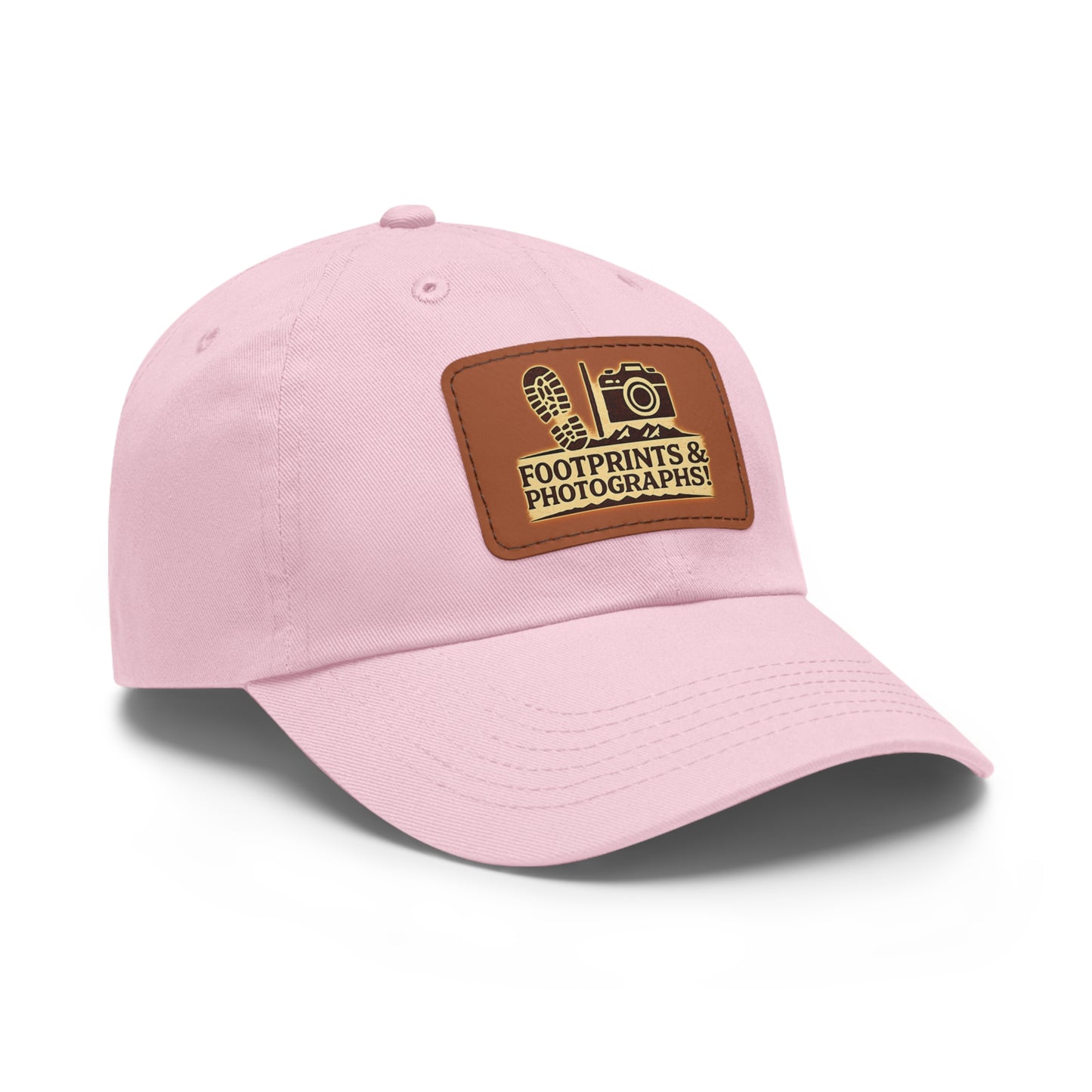 Leather Patch Dad Hat — "Footprints & Photographs" Outdoor Photographer Cap