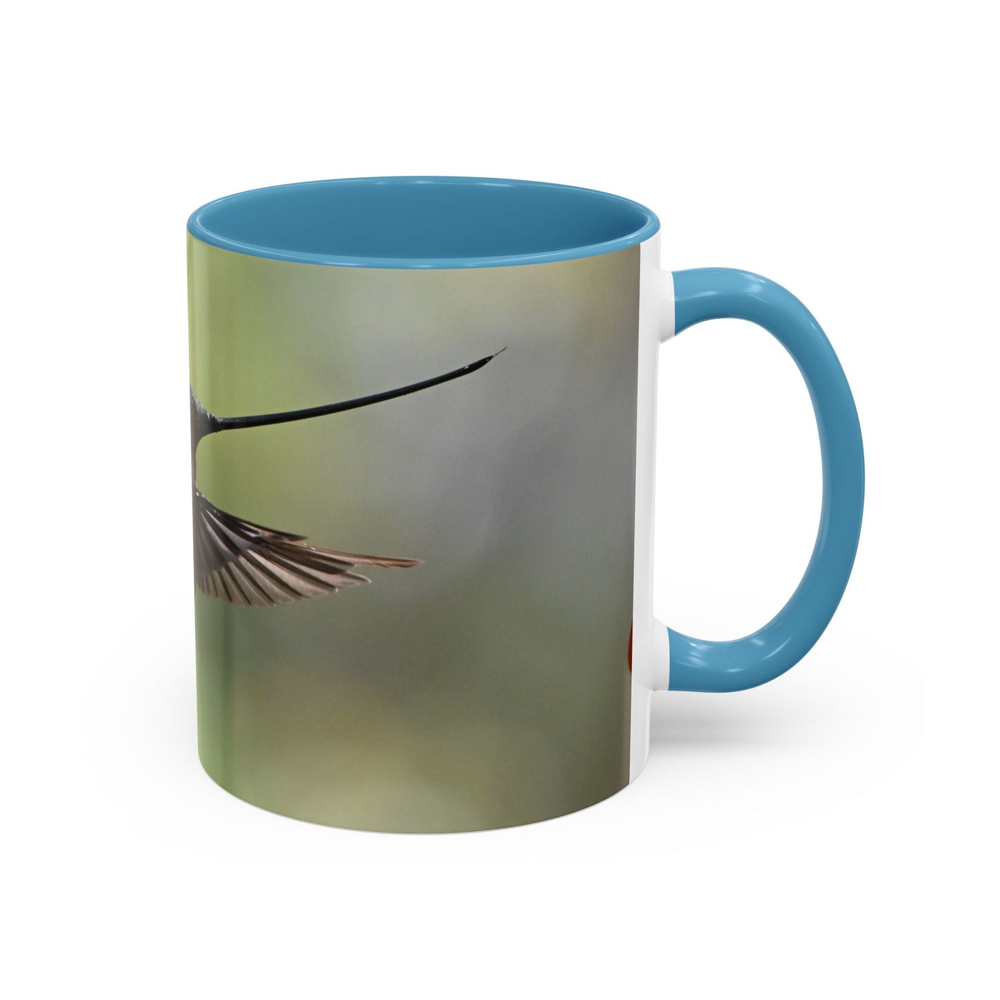 Hummingbird Accent Coffee Mug – 11/15oz Ceramic Mug with Black Interior & Handle