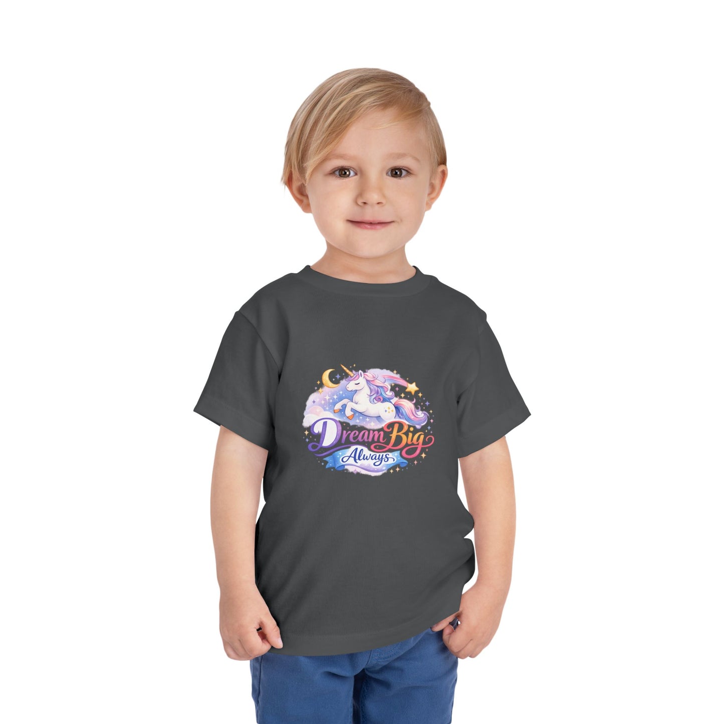 Toddler Tee — Dream Big Always Unicorn Graphic