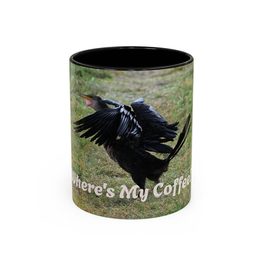 Where's My Coffee? Accent Coffee Mug – Funny Crow Bird Coffee Cup (11/15oz)