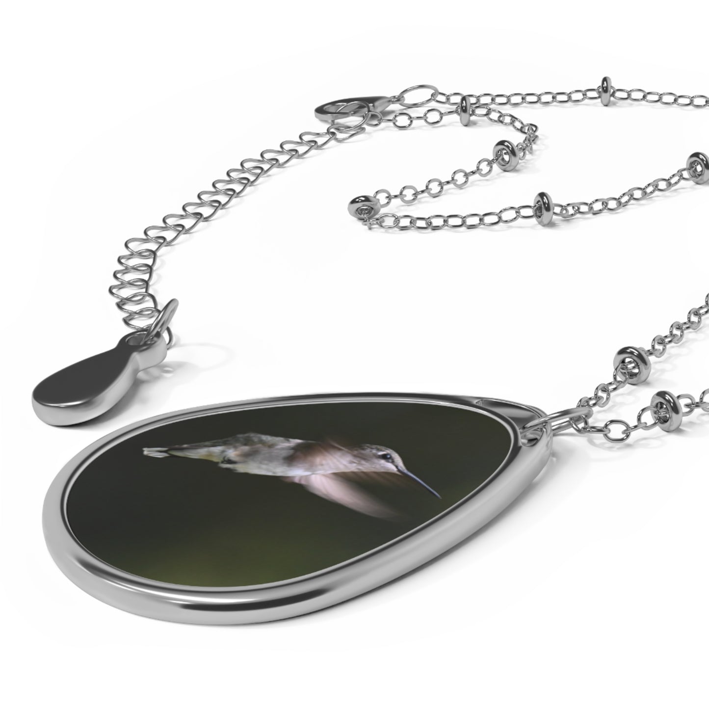 Nature-Inspired Oval Pendant Necklace, Bird Jewelry, Thoughtful Gift, Everyday Wear, Mother's Day, Nature Lover