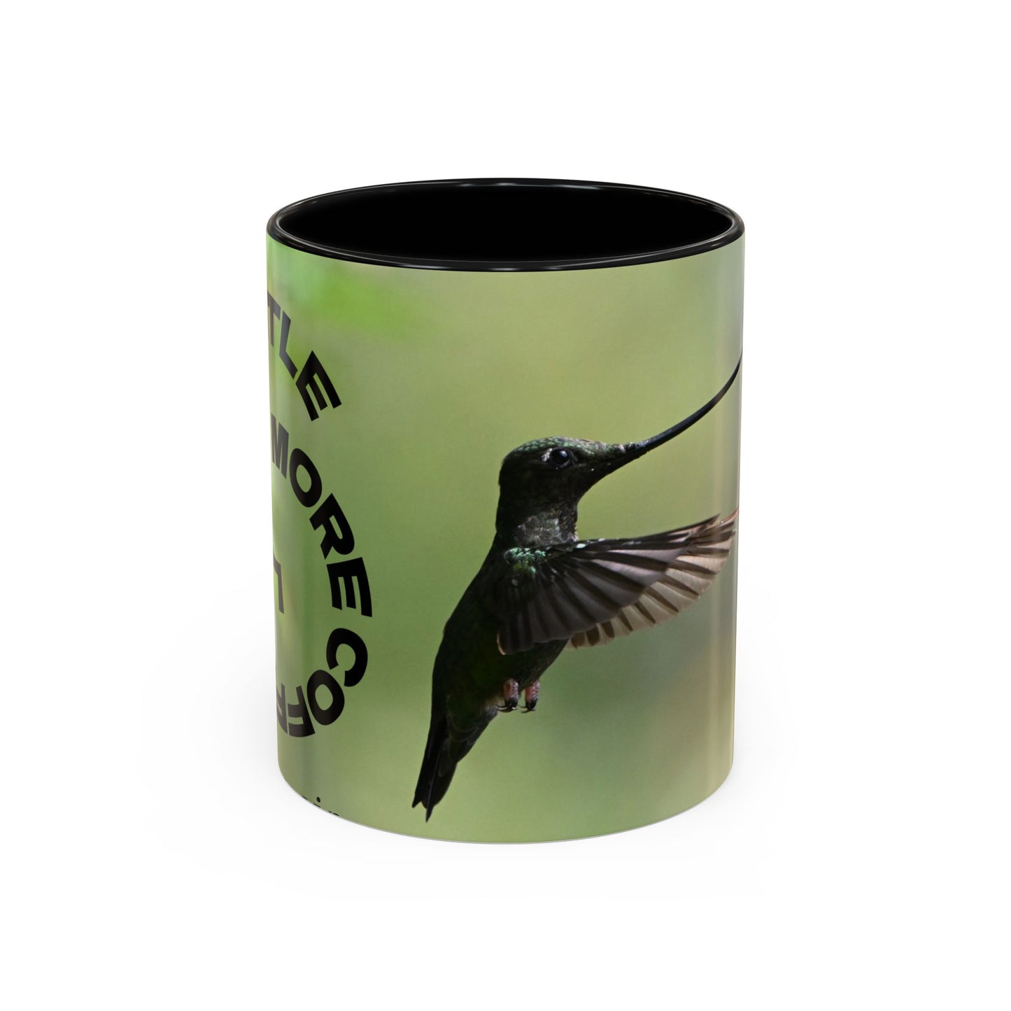 Hummingbird Accent Coffee Mug – 11/15oz Ceramic Mug with Black Interior & Handle