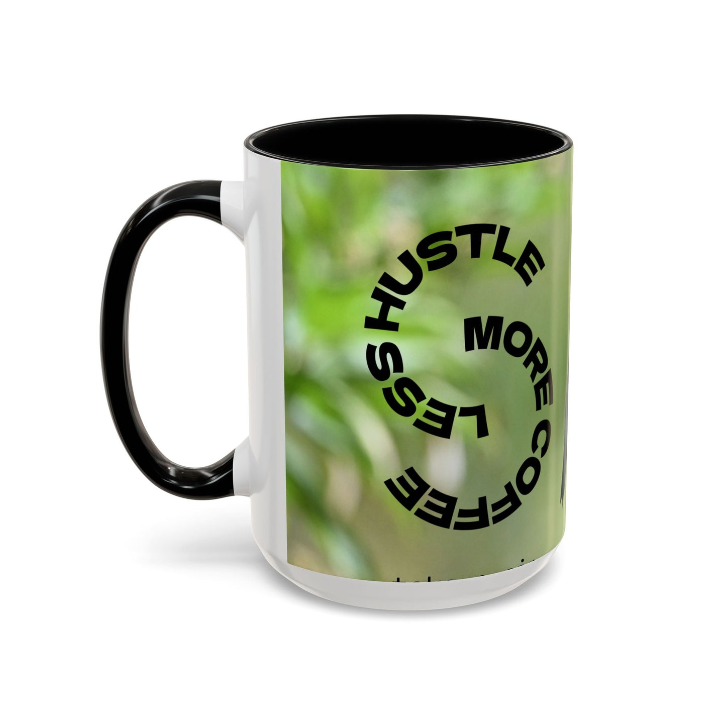 Hummingbird Accent Coffee Mug – 11/15oz Ceramic Mug with Black Interior & Handle
