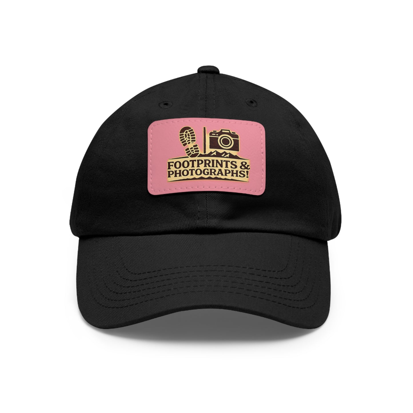 Leather Patch Dad Hat — "Footprints & Photographs" Outdoor Photographer Cap