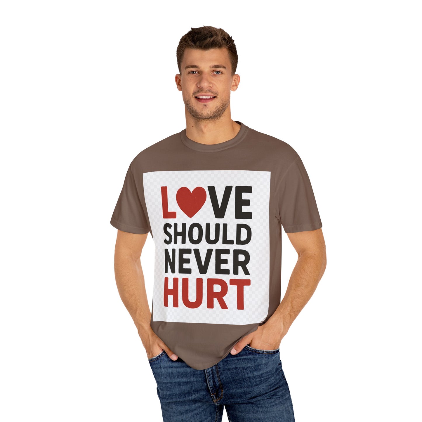 Love Should Never Hurt Unisex T-Shirt, Empowerment Tee, Gift for Couples, Awareness Shirt, Casual Comfort Wear