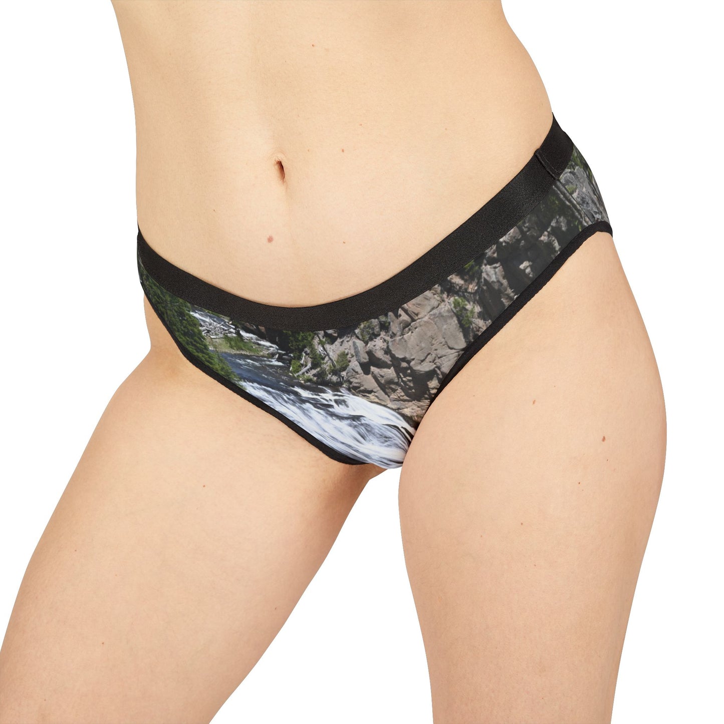 Waterfall Print Women’s Underwear, AOP Briefs for Nature Lovers, Eco-Friendly Lingerie, Unique Gifts, Comfortable Daily Wear