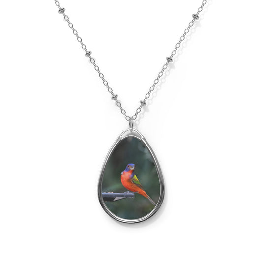 Colorful Bird Oval Necklace - Nature Jewelry, Bird Lover Gift, Pendant Necklace for Her, Boho Style Accessory, Gift for Bird Enthusiasts