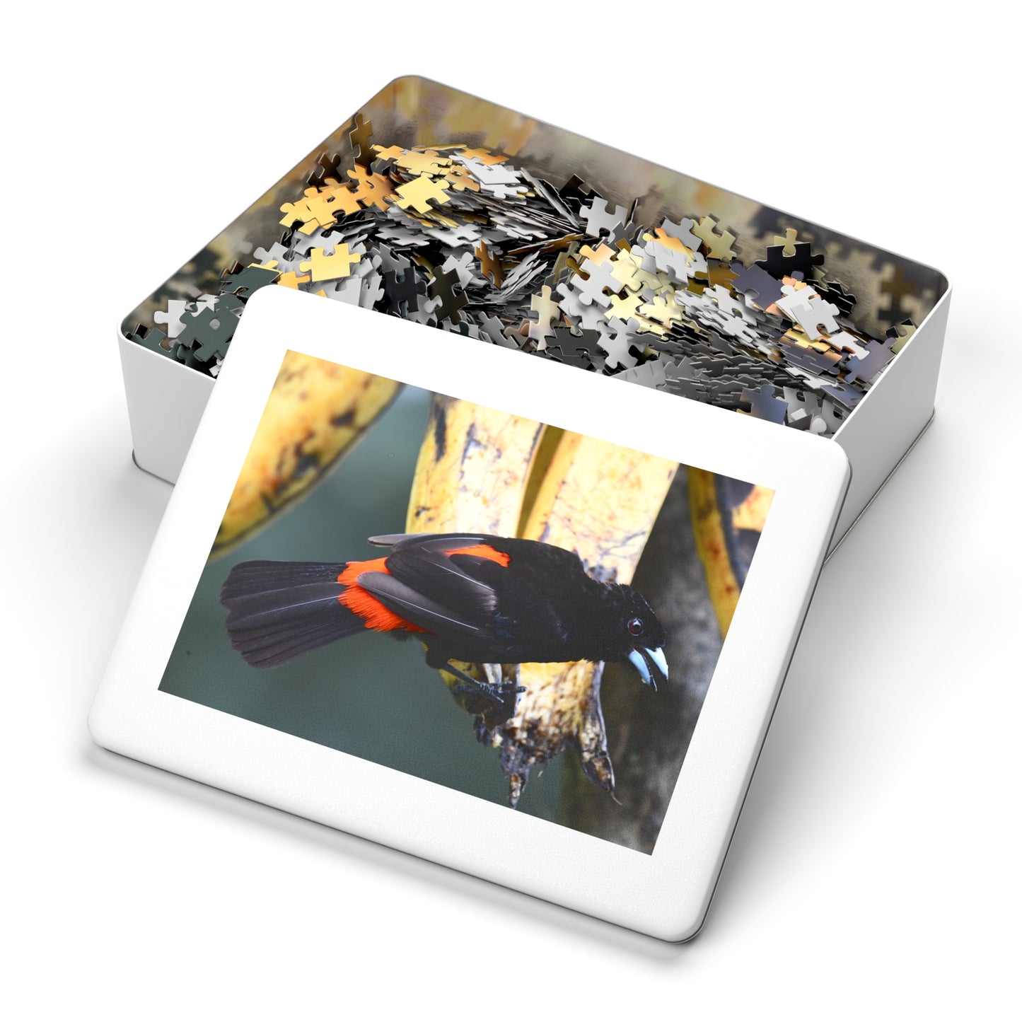 Bird-Themed Jigsaw Puzzle with Tin - Perfect Gift for Nature Lovers, Family Game Night, Eco-Friendly Home Decor, Educational Activity.
